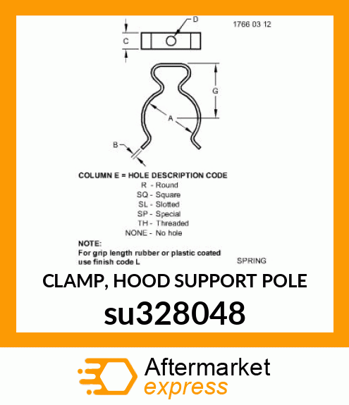 CLAMP, HOOD SUPPORT POLE su328048