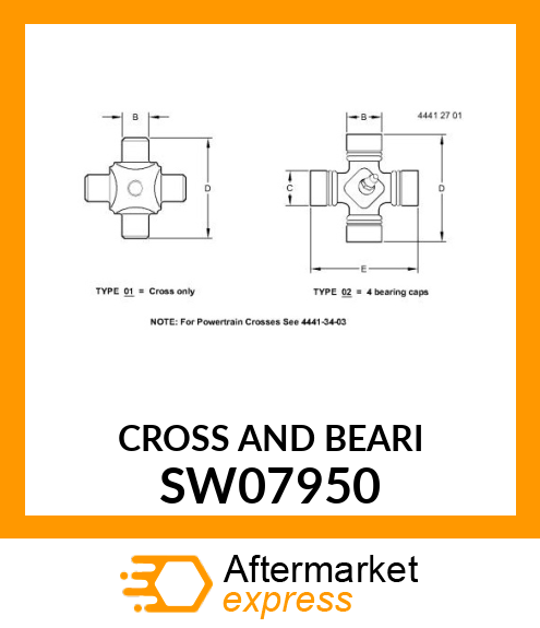 CROSS amp; BEARING KIT SW07950