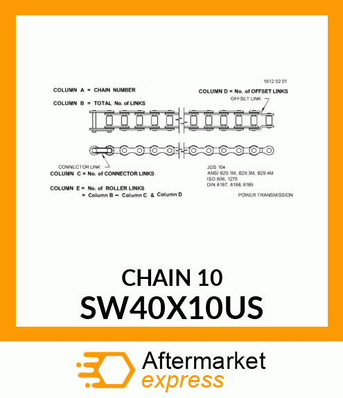 40 ROLLER CHAIN 10FT SW40X10US