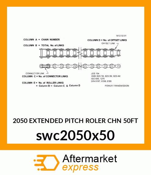 2050 EXTENDED PITCH ROLER CHN 50FT swc2050x50