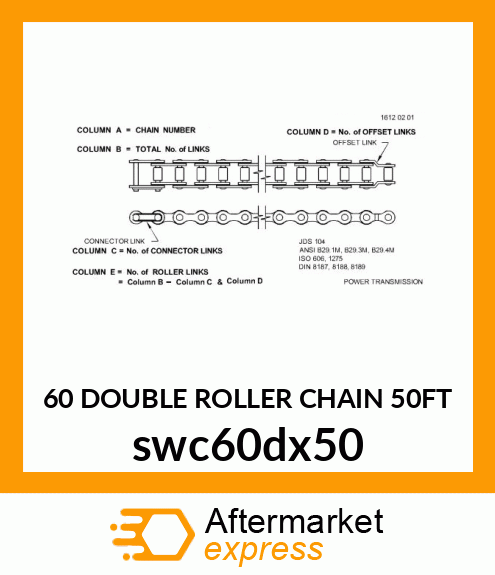 60 DOUBLE ROLLER CHAIN 50FT swc60dx50