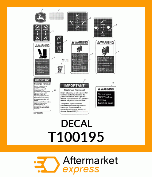 LABEL, BACKHOE CONTROL BACKHOE CON T100195