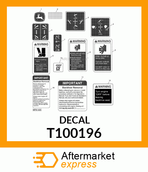 LABEL, BACKHOE CONTROL BACKHOE CON T100196