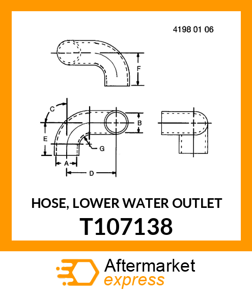 HOSE, LOWER WATER OUTLET T107138