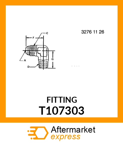 FITTING,37 DEG. FLARE MALE PIPE T107303