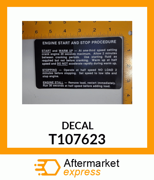 LABEL,ENGINE START AND STOP T107623