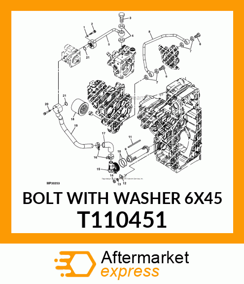 BOLT WITH WASHER 6X45 T110451