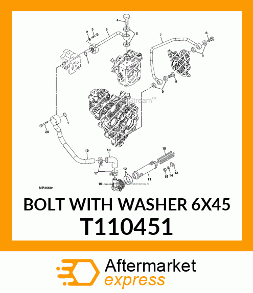 BOLT WITH WASHER 6X45 T110451