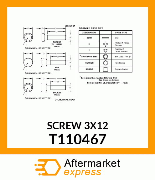 SCREW 3X12 T110467