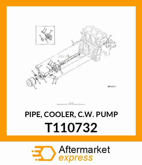 PIPE, COOLER, C.W. PUMP T110732