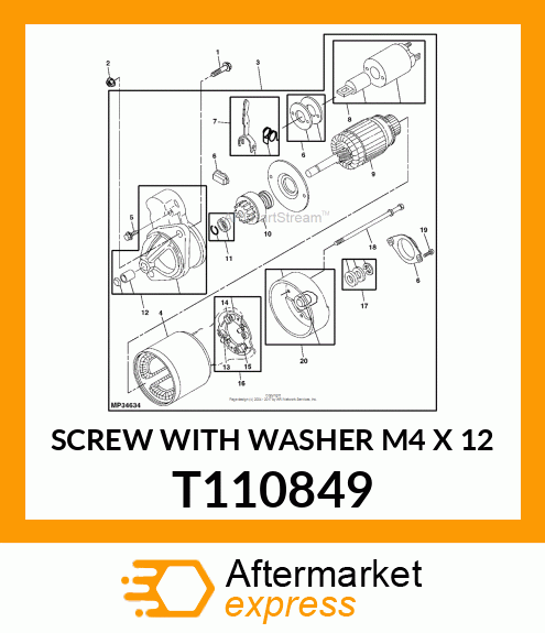 SCREW WITH WASHER M4 X 12 T110849