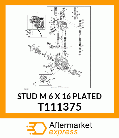 STUD M 6 X 16 PLATED T111375