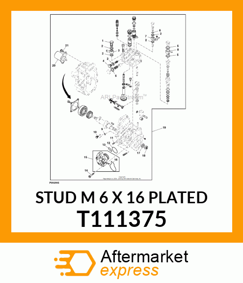 STUD M 6 X 16 PLATED T111375