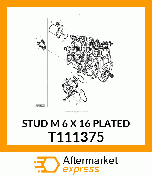 STUD M 6 X 16 PLATED T111375