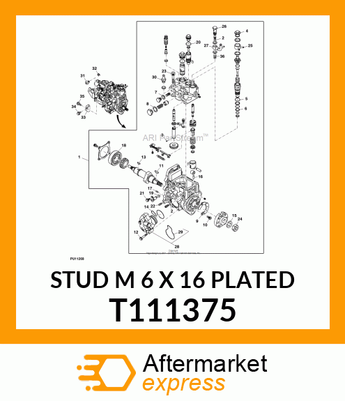 STUD M 6 X 16 PLATED T111375