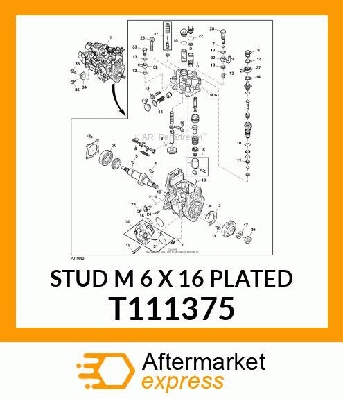 STUD M 6 X 16 PLATED T111375