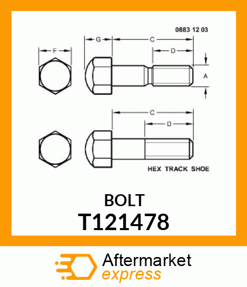 BOLT, TRACK SHOE TRACK SHOE T121478