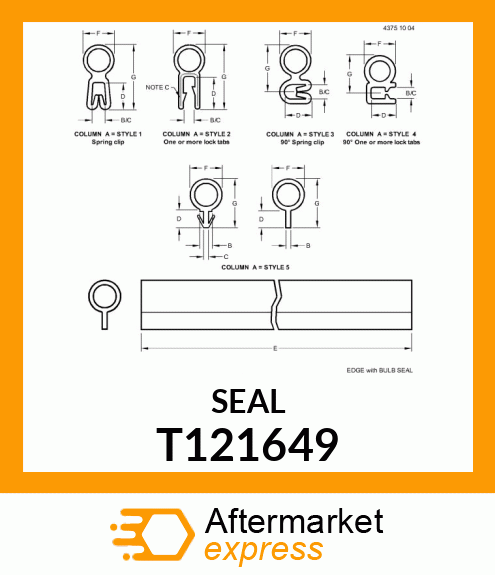 SEAL, ISOLATOR T121649