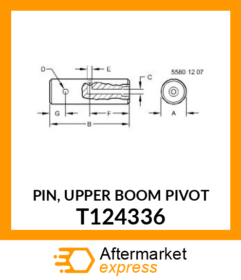 PIN, UPPER BOOM PIVOT T124336