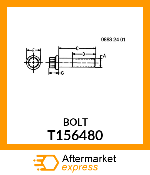 BOLT, 1/2 ROUND DANA SPICER T156480