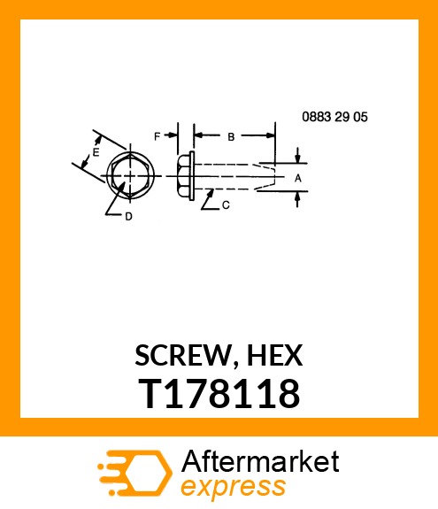 SCREW, HEX T178118