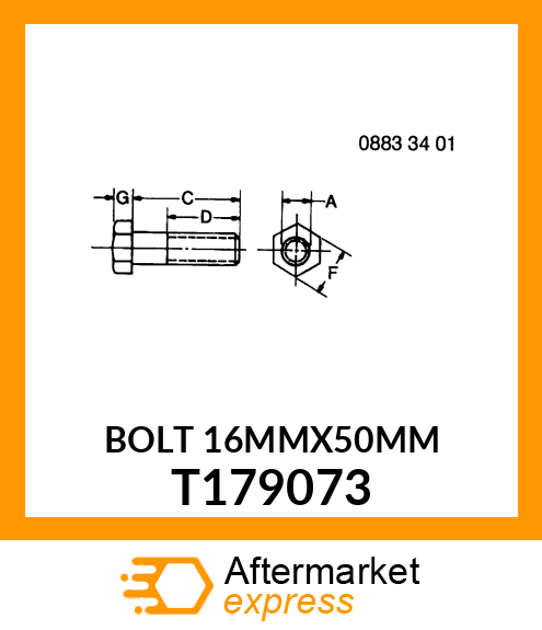 CAPSCREW M16X1.5 50MM LONG T179073