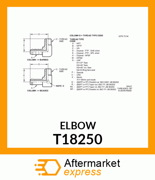 ELBOW,90 DEGREES T18250