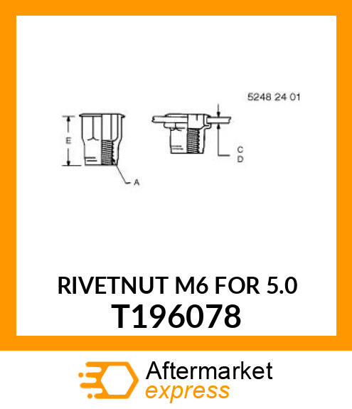 RIVETNUT M6 FOR 5.0 T196078