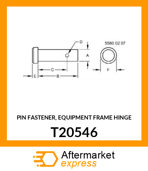 PIN FASTENER, EQUIPMENT FRAME HINGE T20546