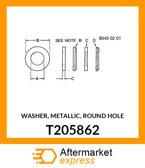 WASHER, METALLIC, ROUND HOLE T205862