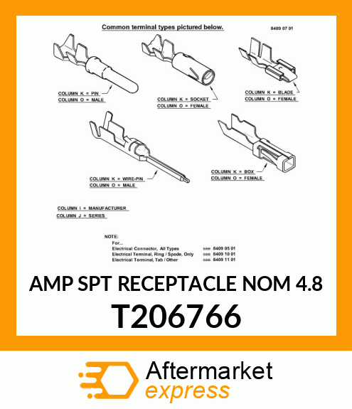 AMP SPT RECEPTACLE NOM 4.8 T206766