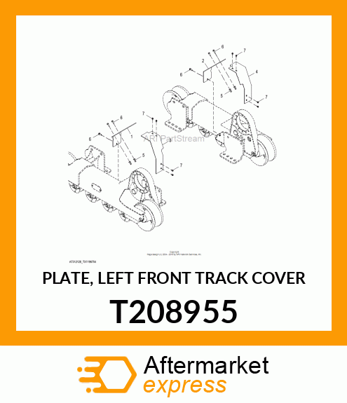 PLATE, LEFT FRONT TRACK COVER T208955