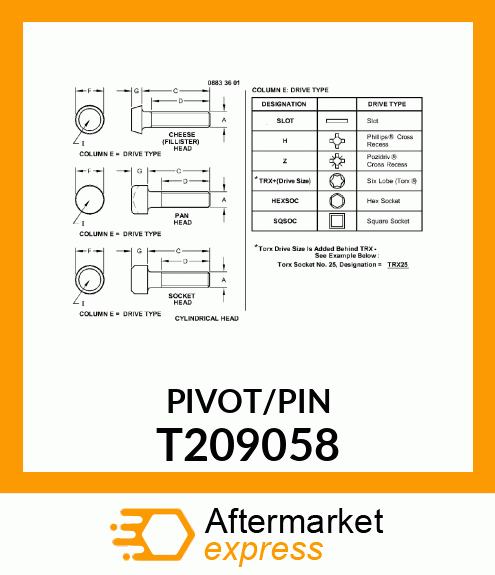 PIVOT/PIN T209058