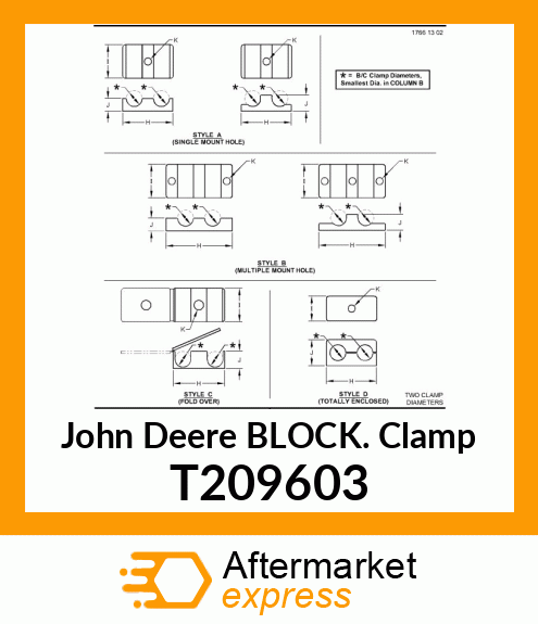 CLAMP, HALF BLOCK TUBE T209603