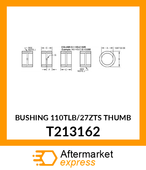 BUSHING 110TLB/27ZTS THUMB T213162