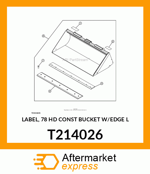 LABEL, 78 HD CONST BUCKET W/EDGE L T214026