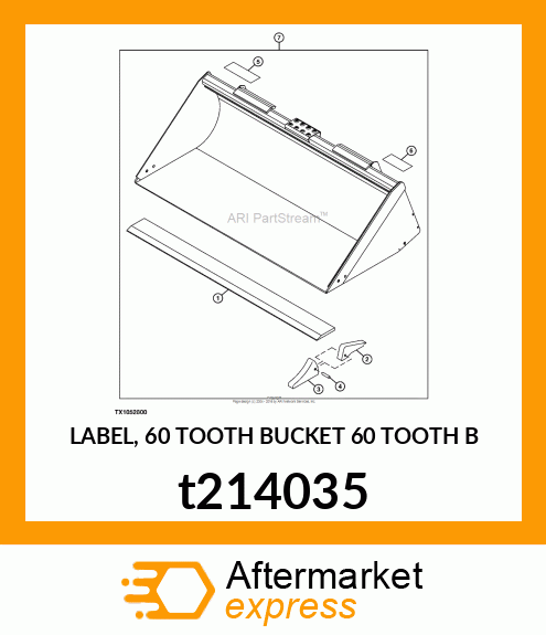 LABEL, 60 TOOTH BUCKET 60 TOOTH B t214035