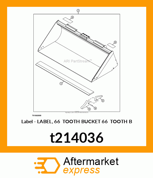 LABEL, 66 TOOTH BUCKET 66 TOOTH B t214036