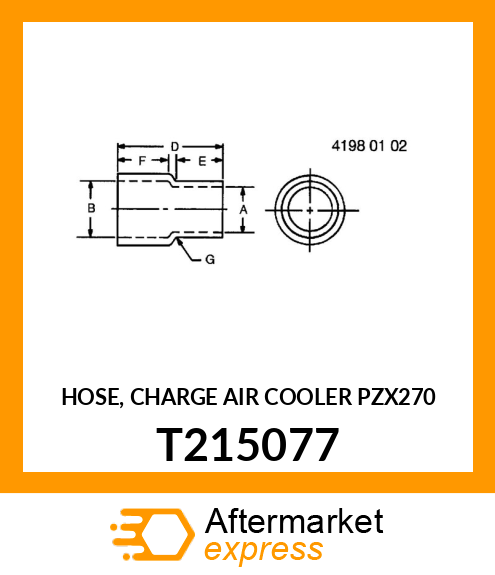 HOSE, CHARGE AIR COOLER PZX270 T215077