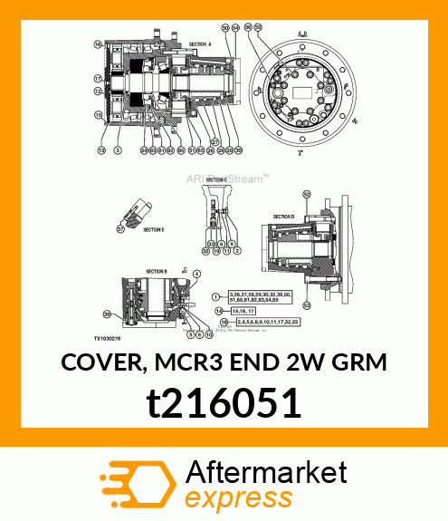 COVER, MCR3 END 2W GRM t216051