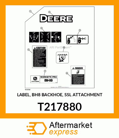 LABEL, BH8 BACKHOE, SSL ATTACHMENT T217880