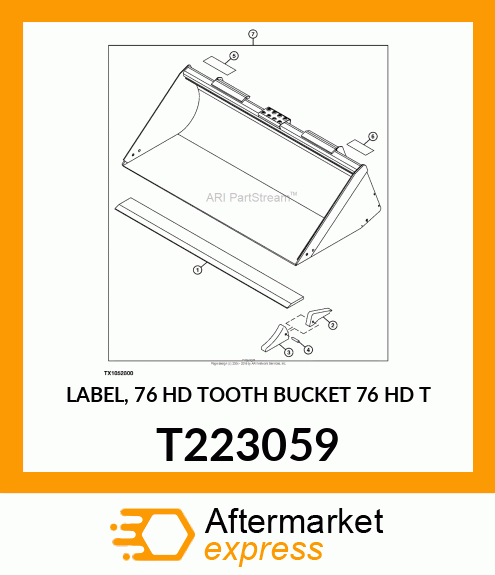 LABEL, 76 HD TOOTH BUCKET 76 HD T T223059