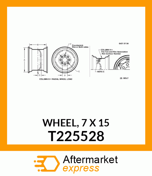 WHEEL, 7 X 15 T225528