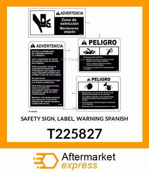 SAFETY SIGN, LABEL, WARNING SPANISH T225827