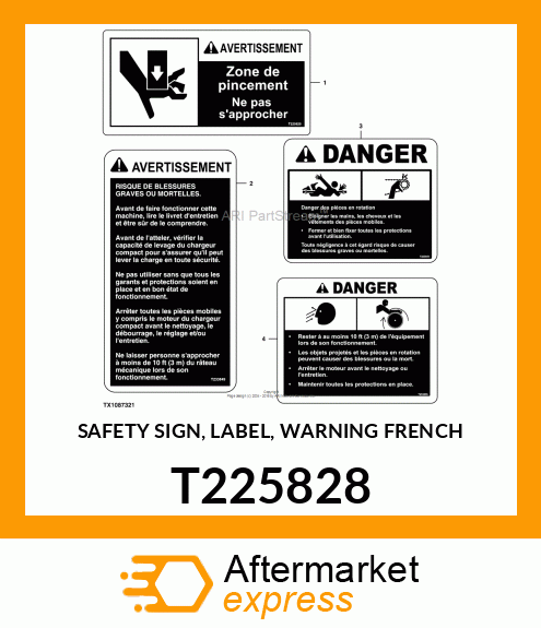 SAFETY SIGN, LABEL, WARNING FRENCH T225828