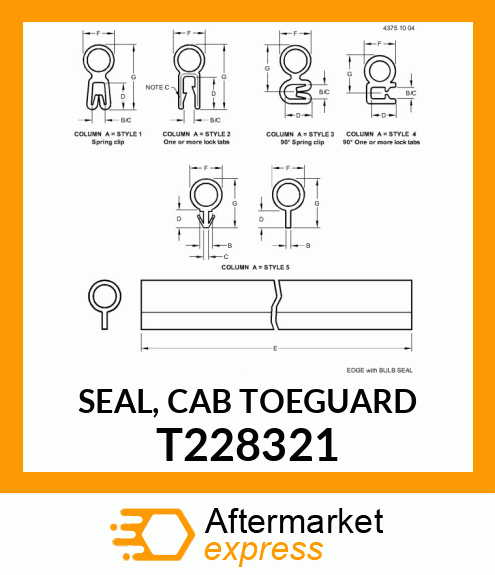 SEAL, CAB TOEGUARD T228321