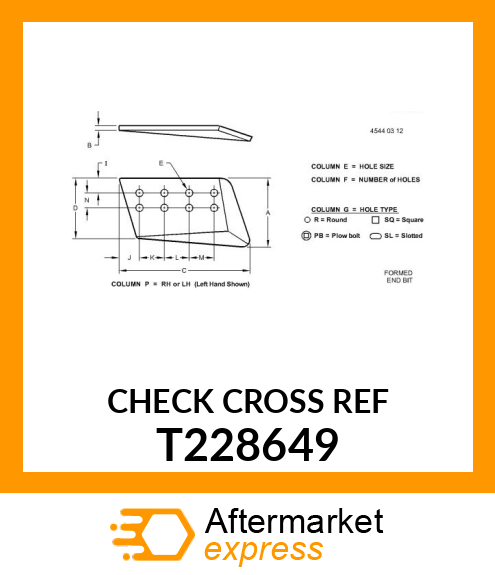 AUXILIARY CUPPED END BIT RIGHT T228649