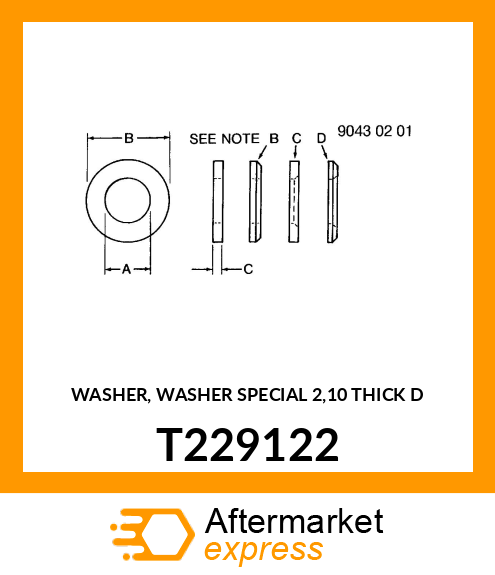 WASHER, WASHER SPECIAL 2,10 THICK D T229122