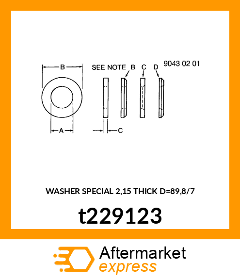 WASHER SPECIAL 2,15 THICK D=89,8/7 t229123