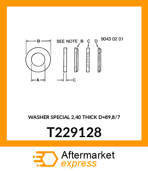 WASHER SPECIAL 2,40 THICK D=89,8/7 T229128